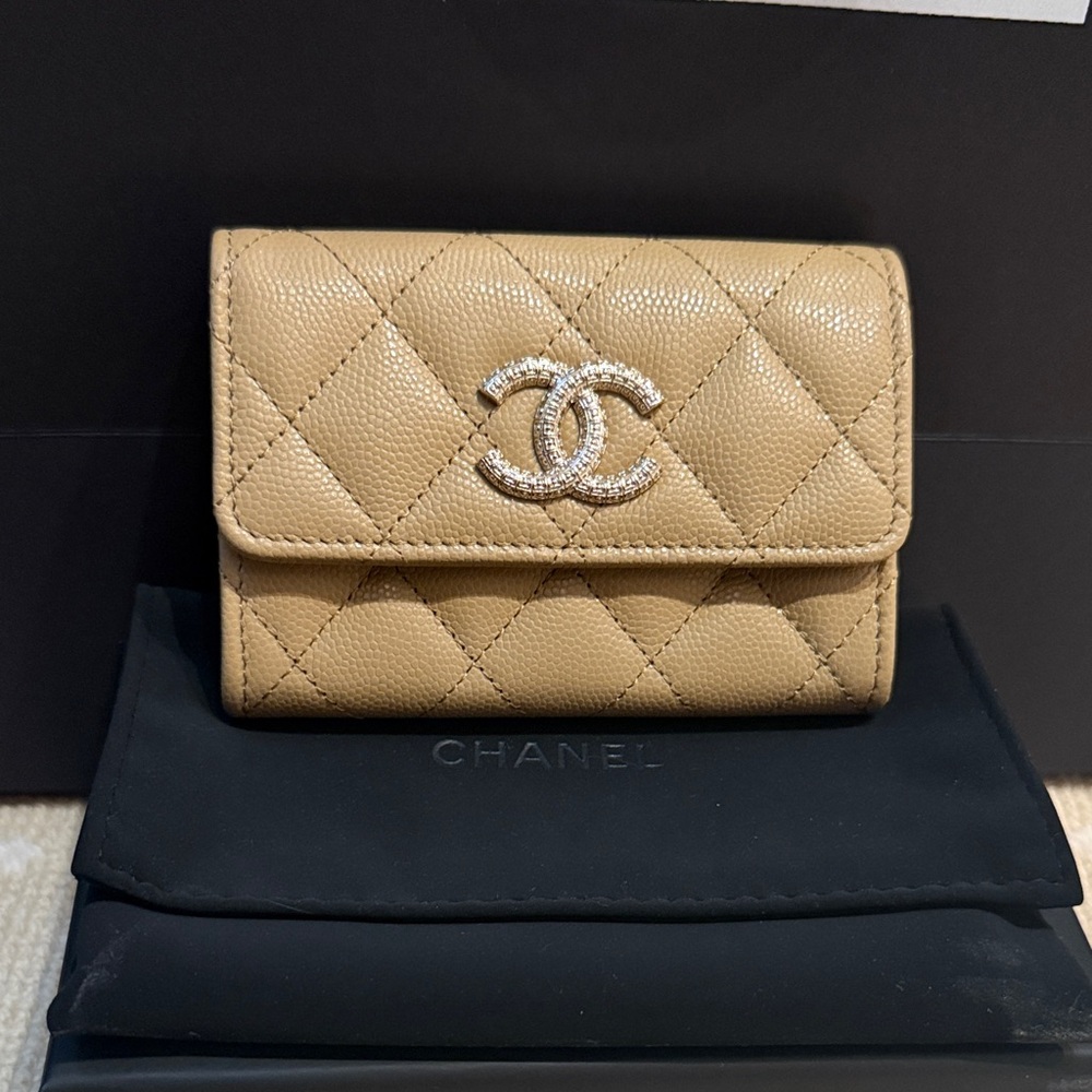 CHANEL Beige Quilted Wallet